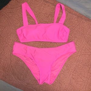 💓Hot Pink Square Neck Bikini Set